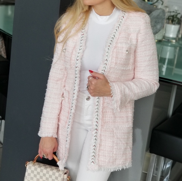 PINK TWEED BLAZER JACKET - Picture 7 of 9